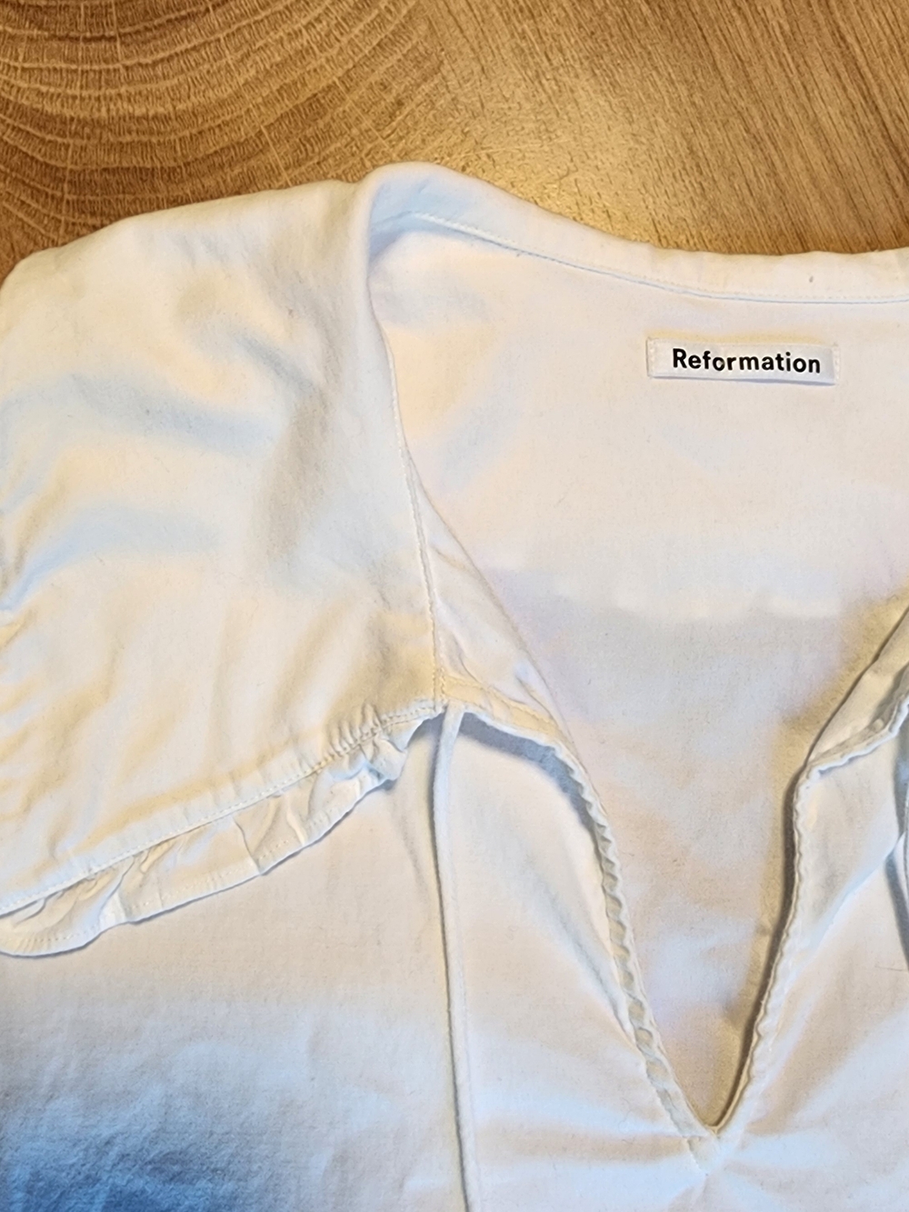 Reformation White V-Neck Blouse